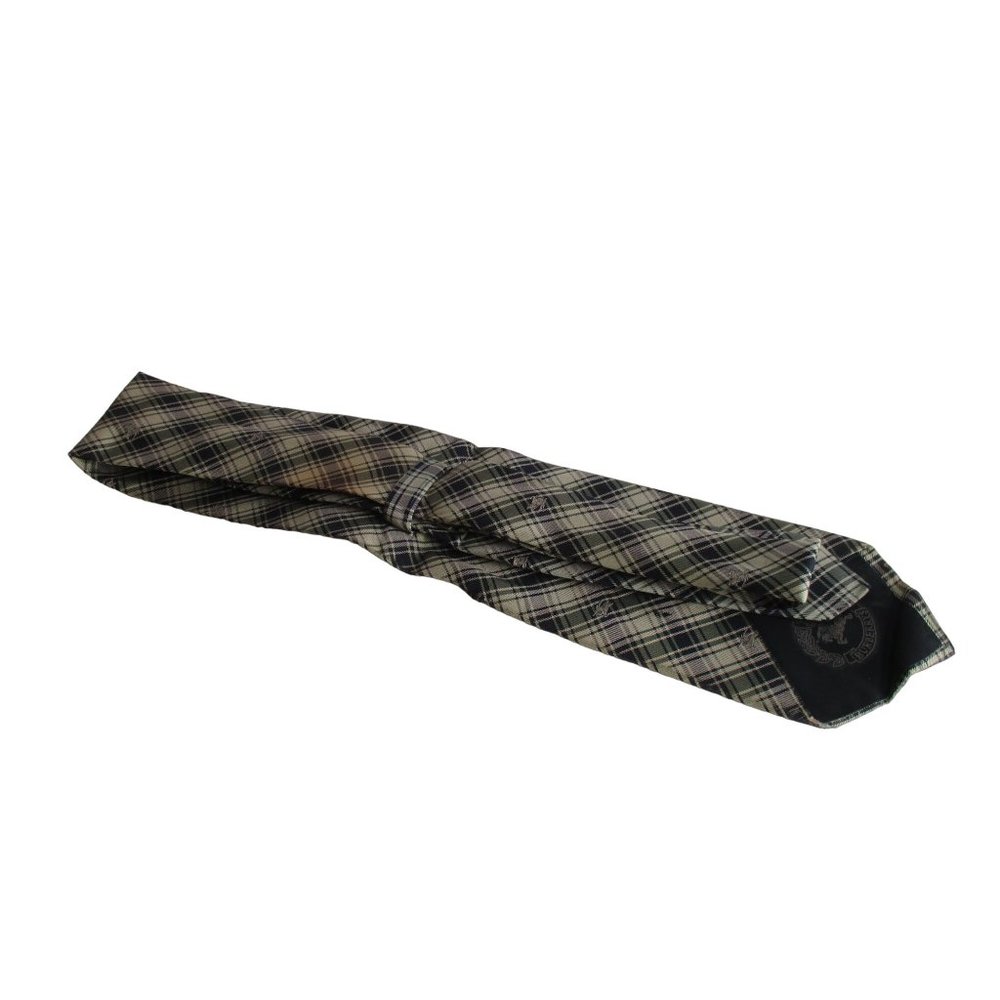 Burberrys of London Necktie Black Taupe Plaid Logo 100% Silk - Made in Italy - Picture 5 of 6